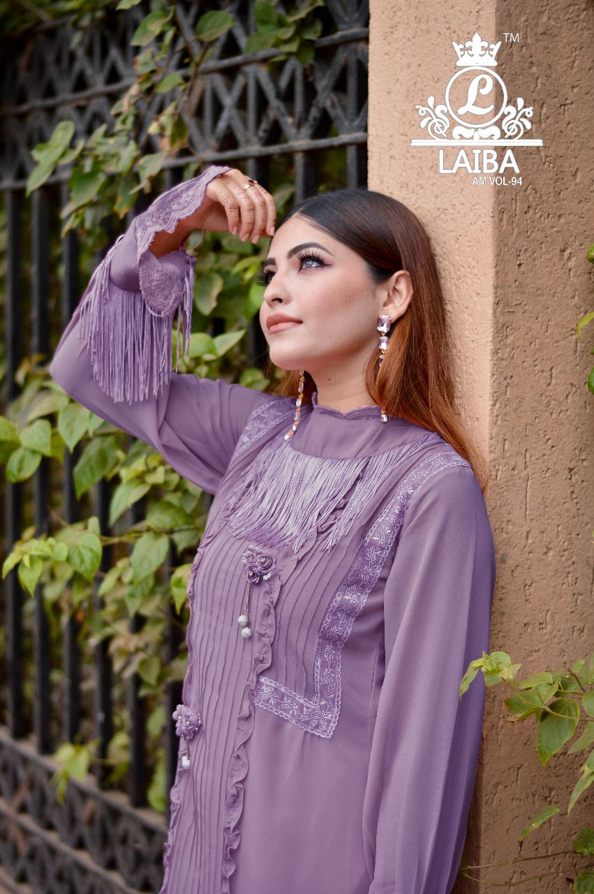 Laiba Am 94 Blushing Beauty Fancy Stylish Designer Georgette Wear Top With Bottom Collection